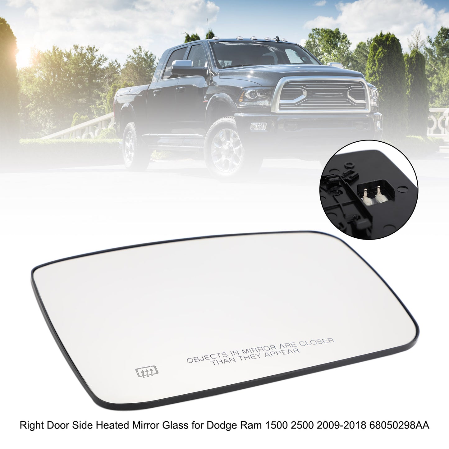 Right Door Side Heated Mirror Glass für Dodge Ram 1500 2500 2009-2018 68050298AA