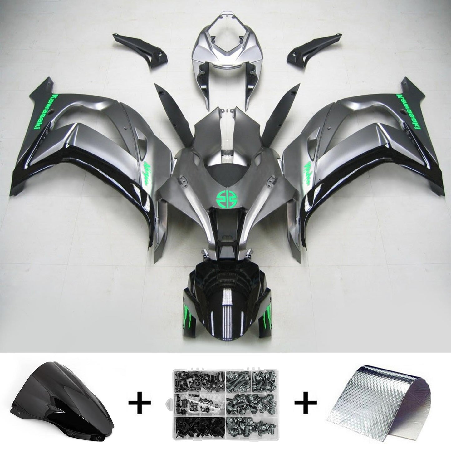 Amotopart Kawasaki 2016-2019 ZX10R Sliver Grey Abzugskit