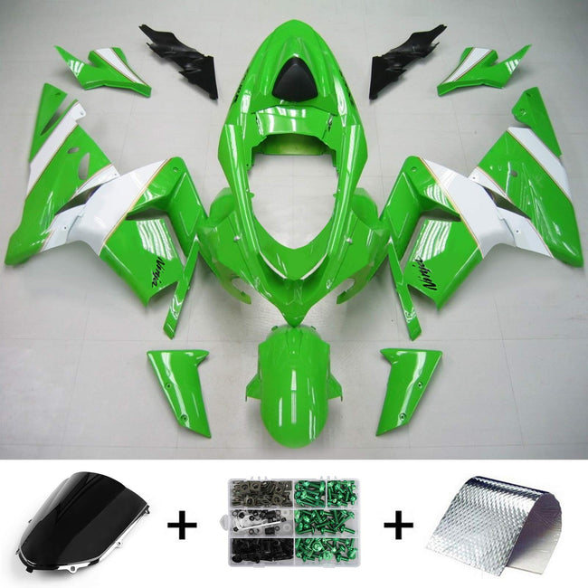 Amotopart Kawasaki 2004-2005 ZX10R White Green Fairing Kit