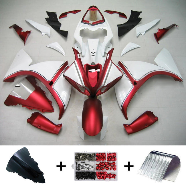 Amotopart Yamaha 2009-2011 YZF 1000 R1 Blanc Rouge Craignant Kit