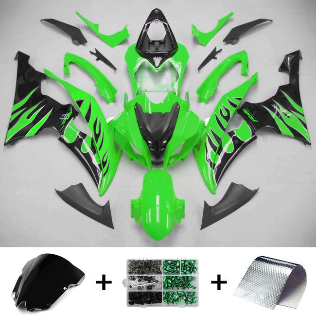 Amotopart Yamaha 2008-2016 YZF 600 R6 Green Black Dehnung Kit