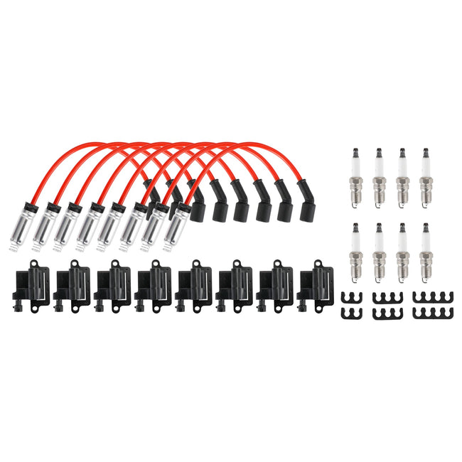 Hummer H2 2003–2007, 8 Stück, quadratische Zündspule und Zündkerzenkabel, 12556893, 12558693, 12570553, 3859078, 38590782, 521618