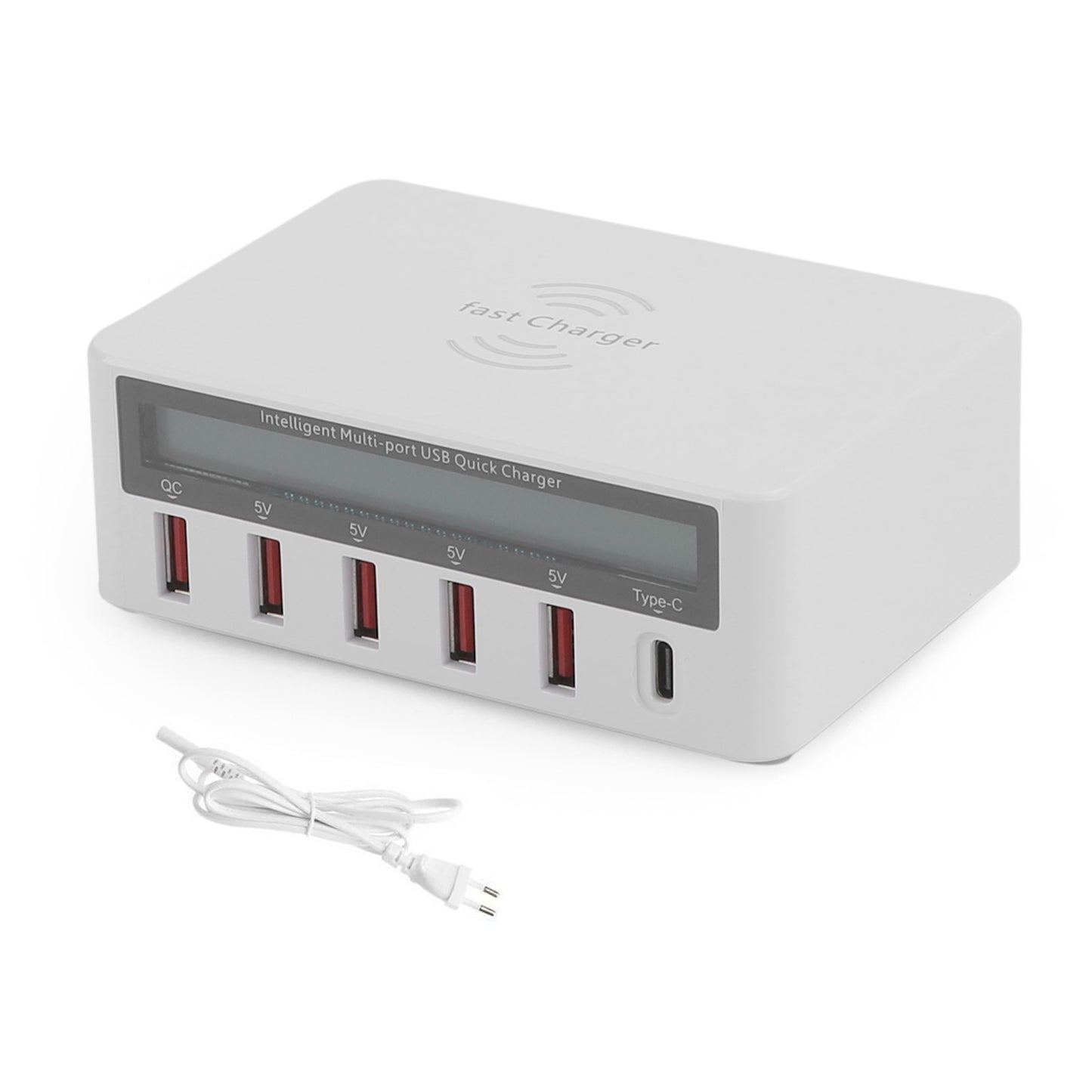 Multiport Quick USB Charger Station With Wireless Ladegerät LCD Display EU