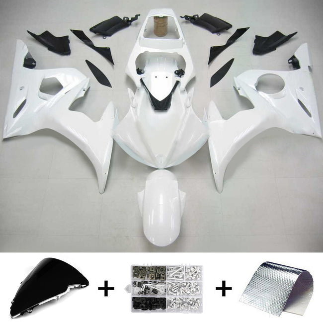 Amotopart Yamaha 2003-2004 YZF 600 R6 & 2006-2009 YZF R6S White Fairing Kit