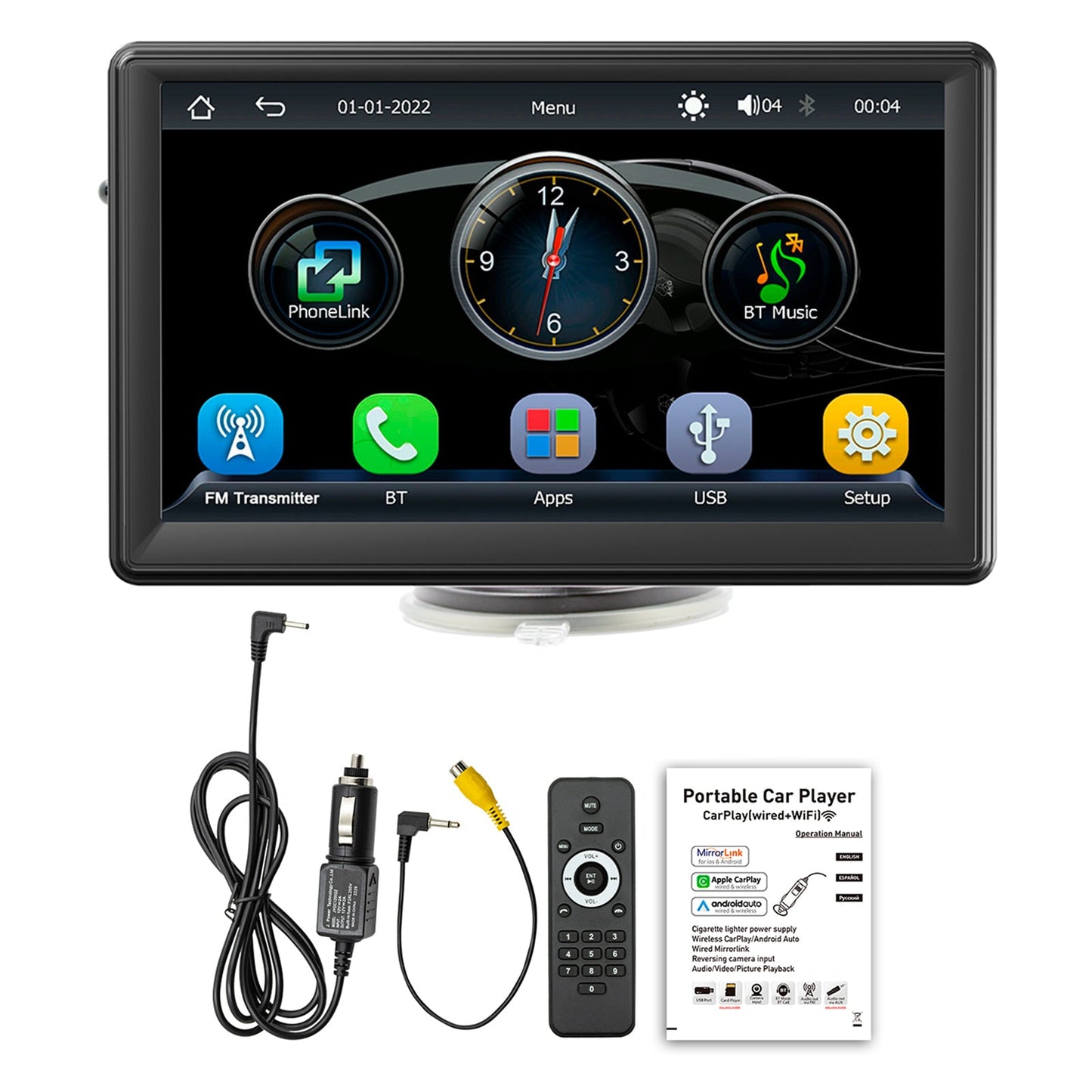 7" Wireless Carplay Bluetooth Stereo Radio FM Auto MP5 Player + 4 LED Kamera