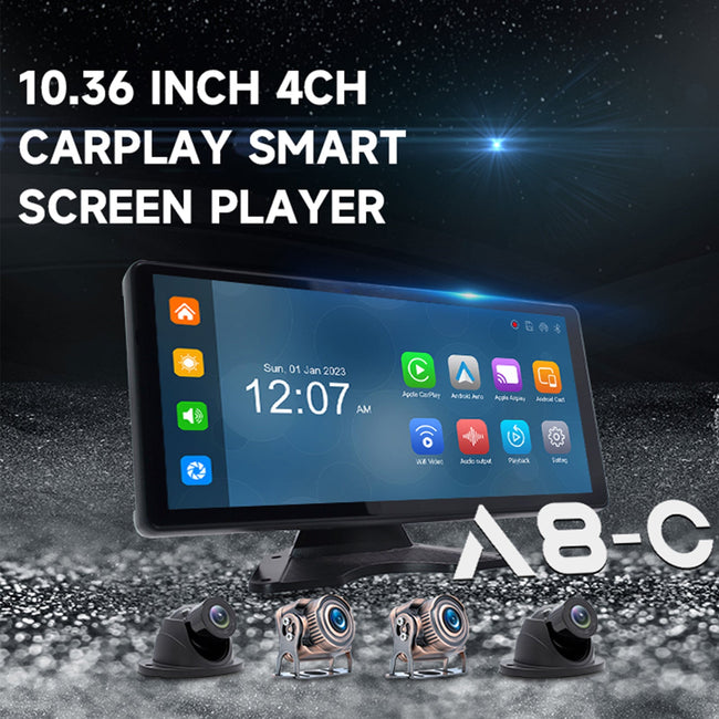 10,36 Zoll 1600 x 720 IPS Quantum Screen Touch für Wohnmobil, LKW, Bus + 4 Rückfahrkameras