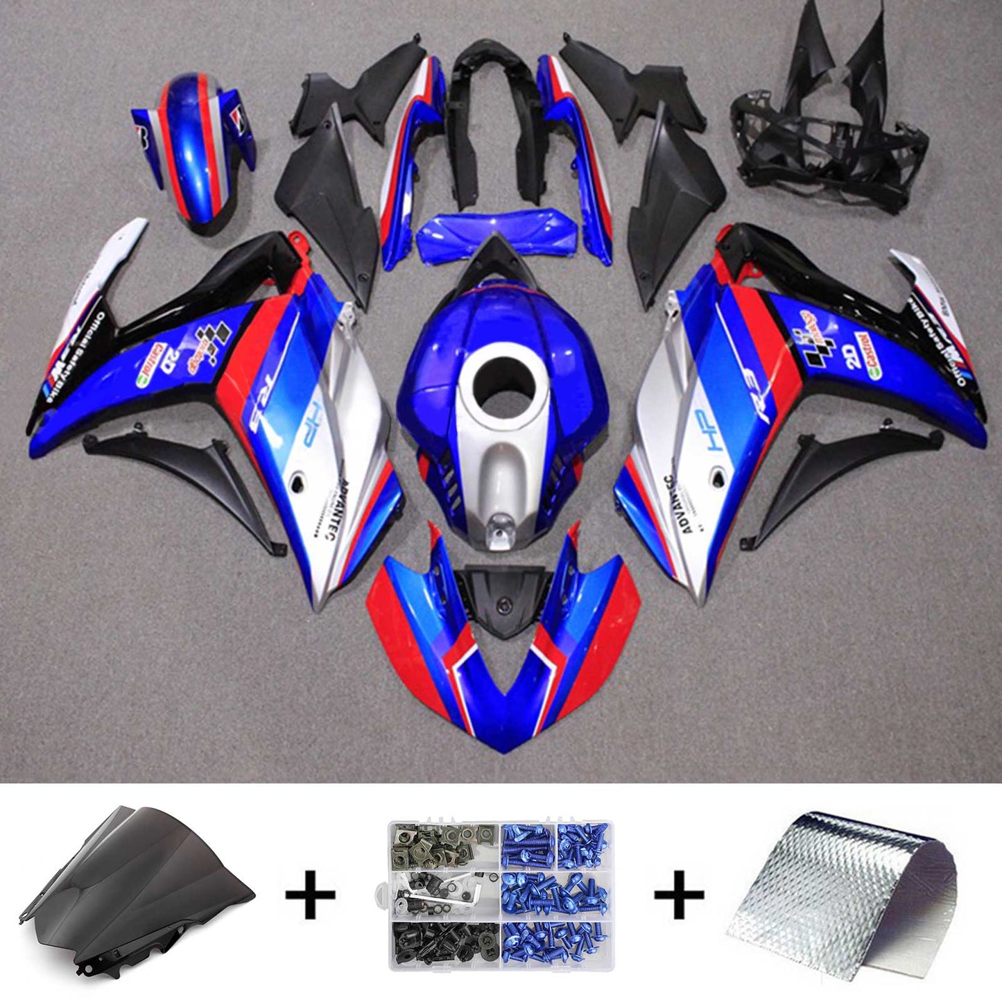 AMOTOPART-Verahmungskit Yamaha 2014-2018 YZF R3 & 2015-2017 YZF R25 Blue Red White Abzugskit