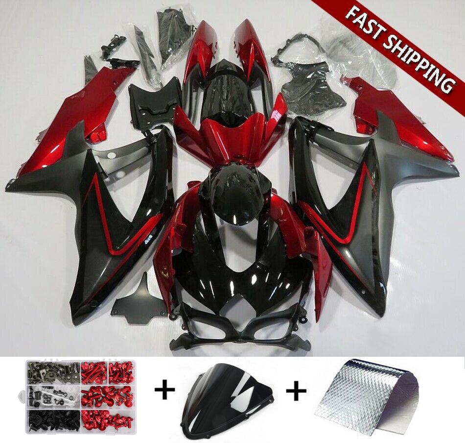 Amotopart 2008-2010 Suzuki GSXR600/750 Verziehung Matt Red Kit