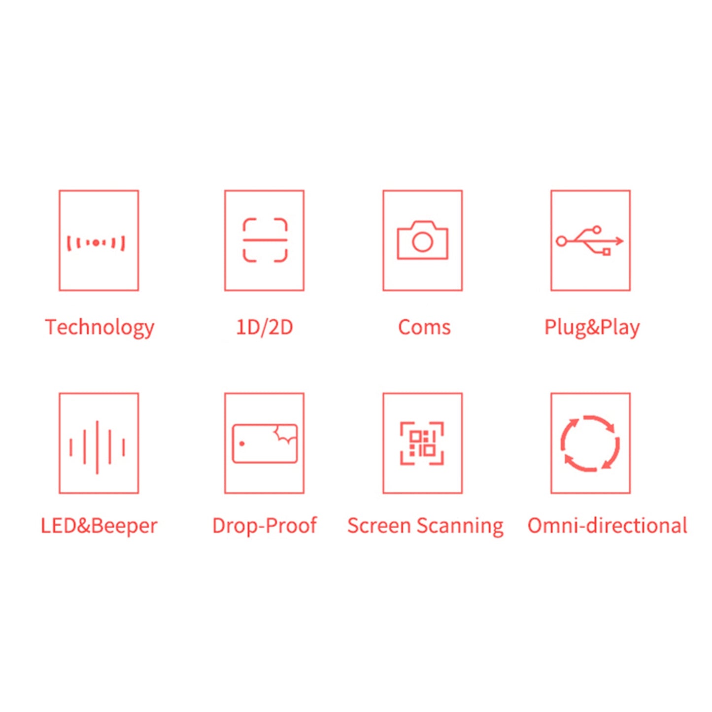1D 2D Desktop Barcode -Scanner Omnidirectional USB Auto Sensing Barcode Reader