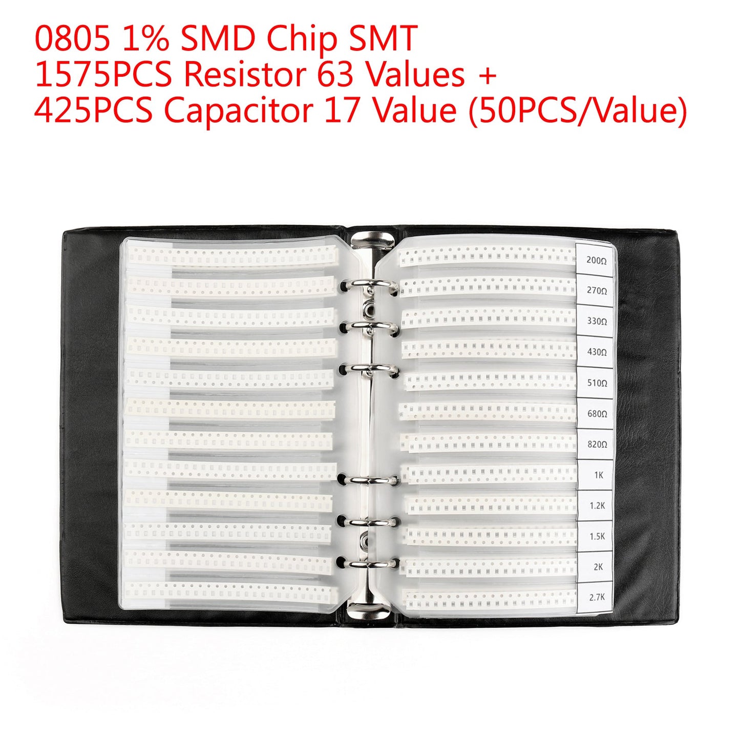 2000 Stückke 0805 1% SMD -Chip SMT FURTEL 63 Werte + Kondenator 17 Wert Musterbuch