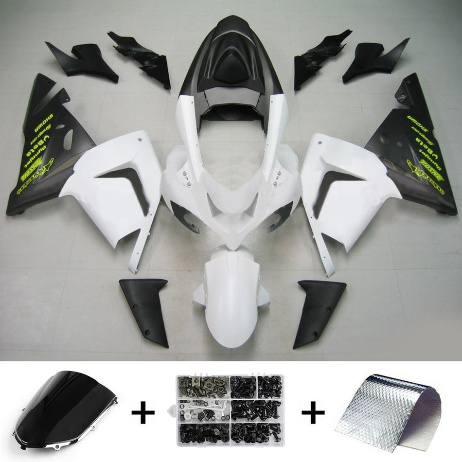 Amotopart Kawasaki 2004-2005 ZX10R Noir Blanc avec kit de vente logos jaunes