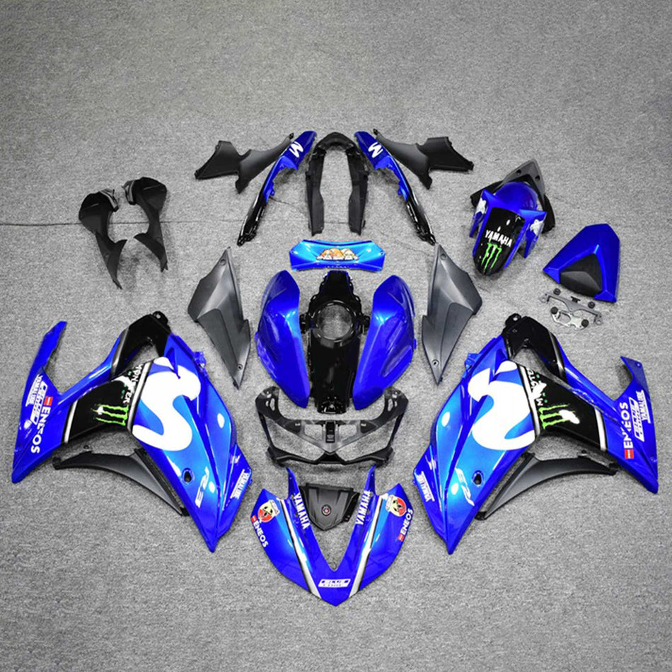 Kit de cadre AMOTOPART Yamaha 2014-2018 YZF R3 &amp; 2015-2017 YZF R25 Black Mix Blue Fearing Kit