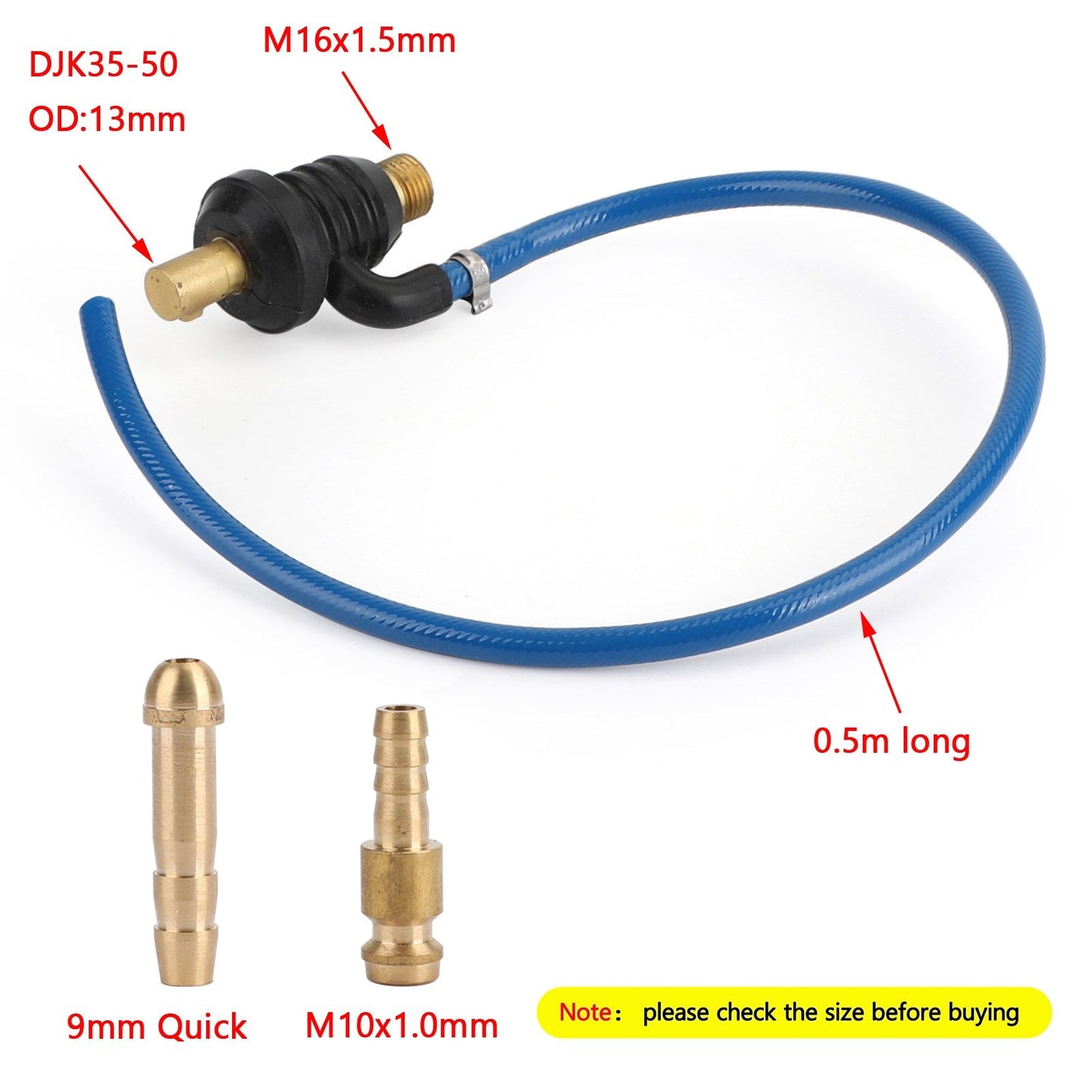 Adaptateur de gaz d'alimentation de torche Tig 35-50 12 mm M10 gaz pour M16 x 1,5 mm WP-17/18/26