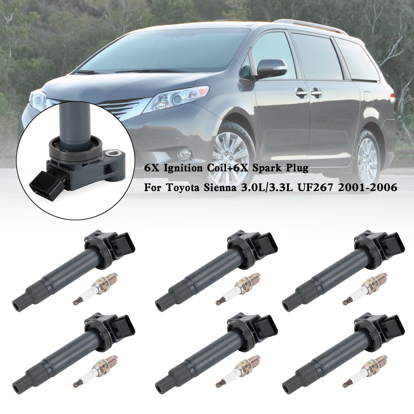 2006-2008 Lexus RX400h 3.3L V6 6X Zündspule + 6X Zündkerze 90919-02234 C-528 C1175 GN10536 UF267