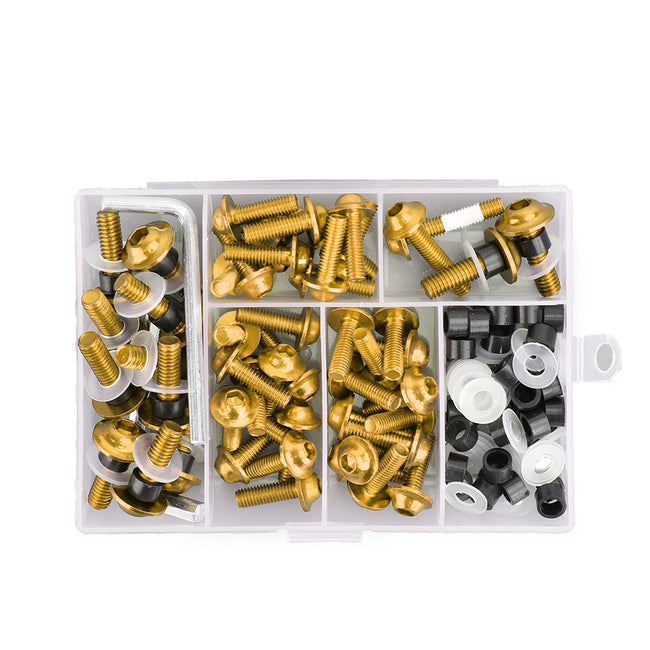 158 teilig -Gold Alu Verkleidungsschraube Verkleidung M5/M6 Schrauben Set