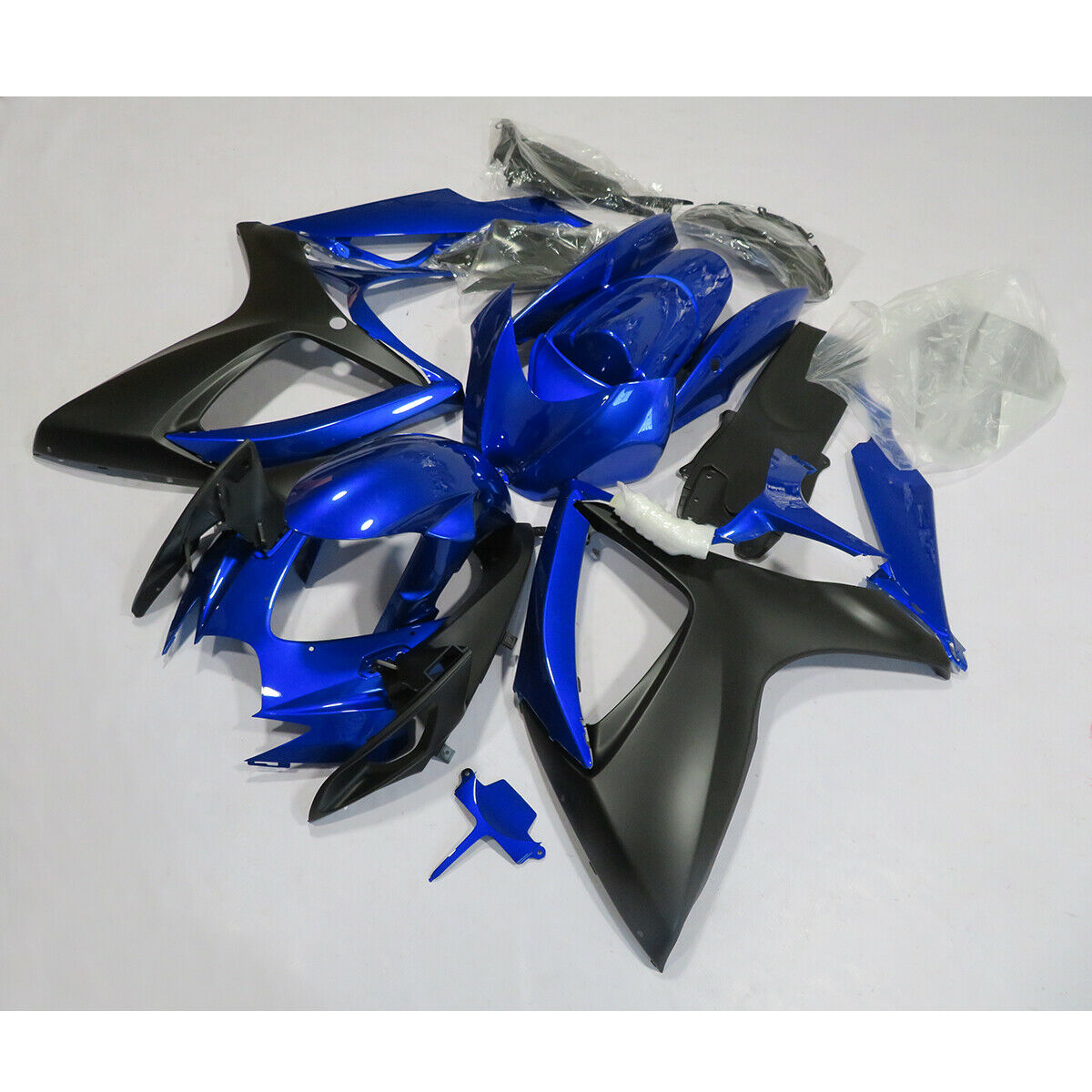 AMOTOPART FAINGEN SUZUKI GSXR600 750 2006-2007 Verkleidungsverkleidung Blaues Schwarzverkleidungskit