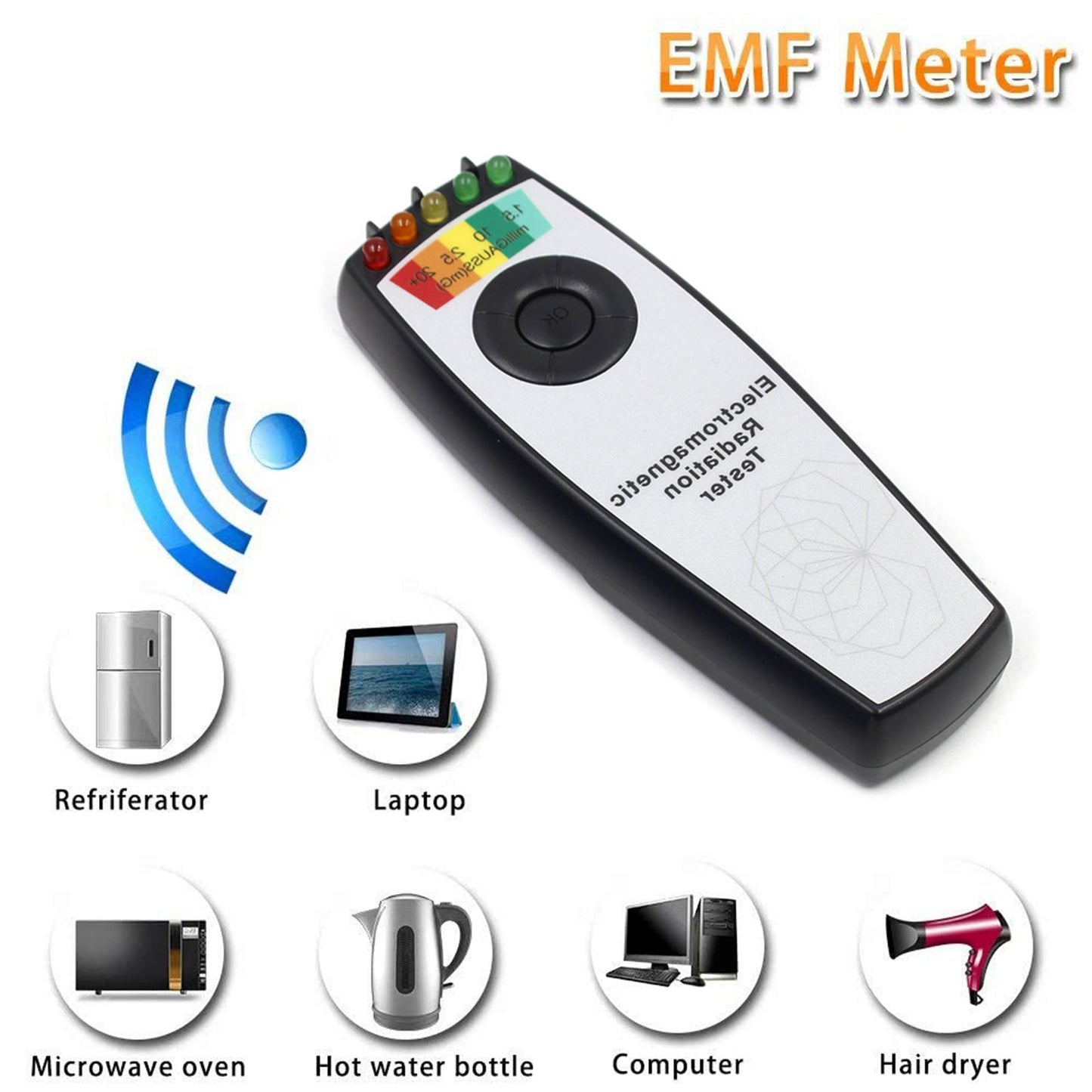 5 LED EMF Meter Magnetfelddetektor Jagd Paranormal Equipment Tool