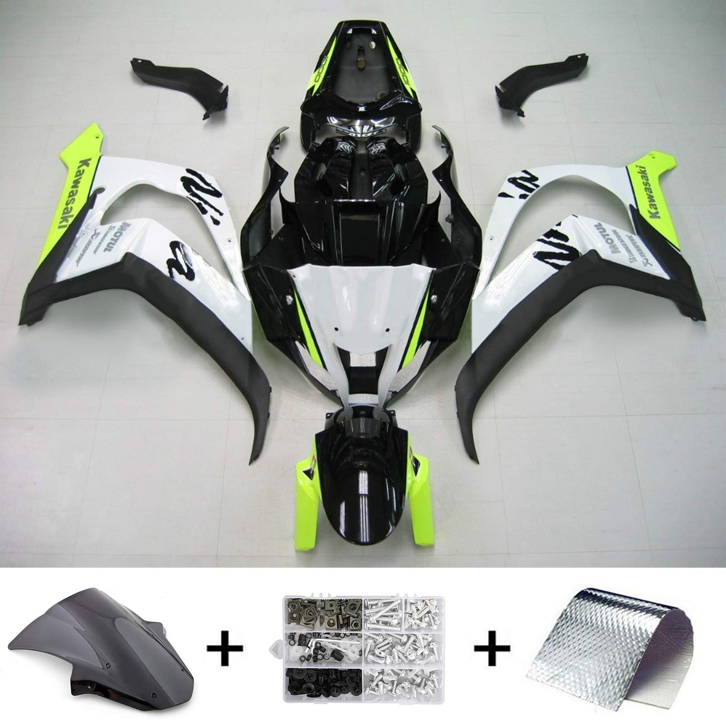 Amotopart Kawasaki ZX10R 2011-2015 Kit de carénage blanc