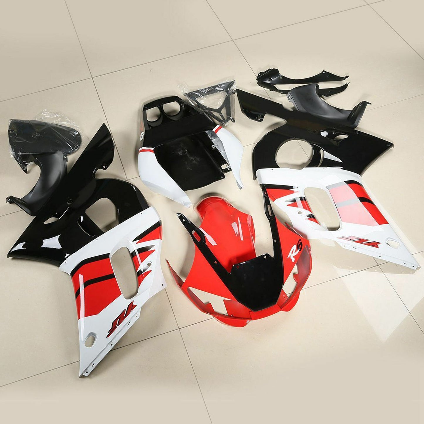 Amotopart 1998-2002 Yamaha YZF R6 Red-White-Black-Verkleidungskit