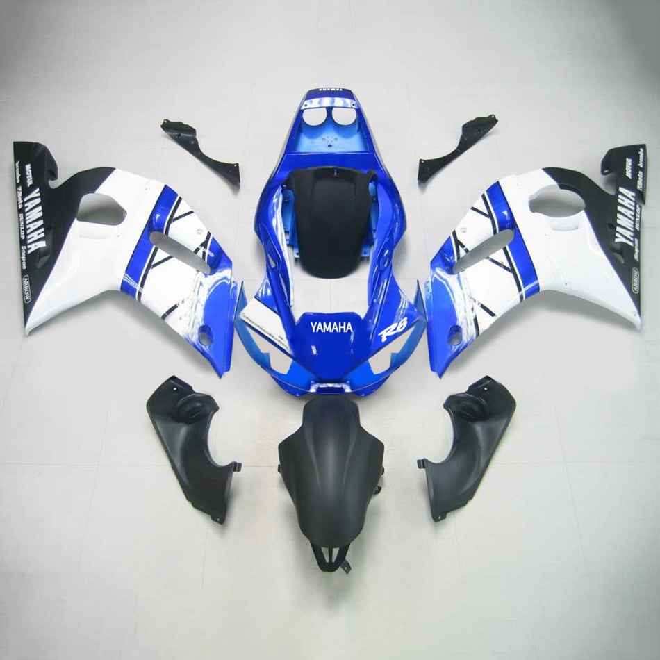 Amotopart Yamaha 1998-2002 YZF 600 R6 Kit de carénage Bleu Noir Blanc