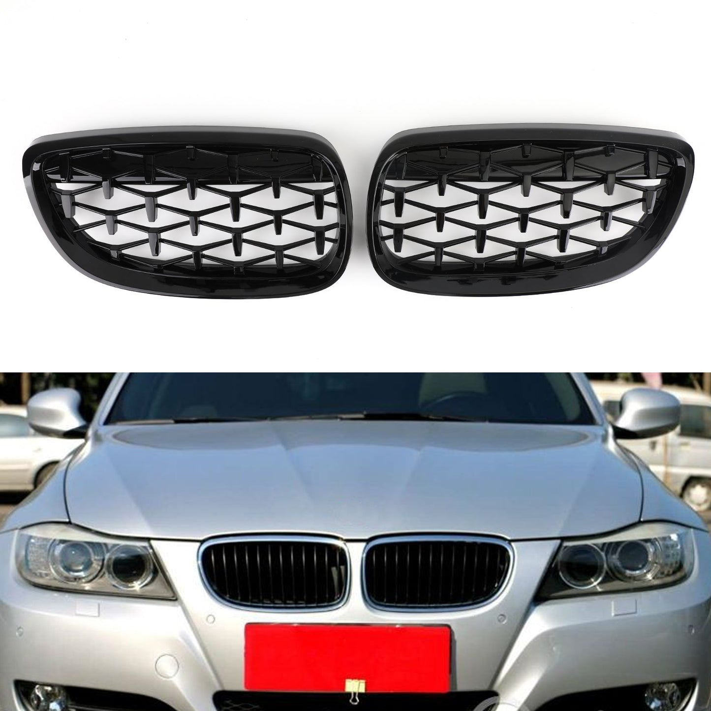 Front Nierengrill Grill für BMW 2007-2010 E92 E93 328i 335i 2dr Meteor Schwarz Generika