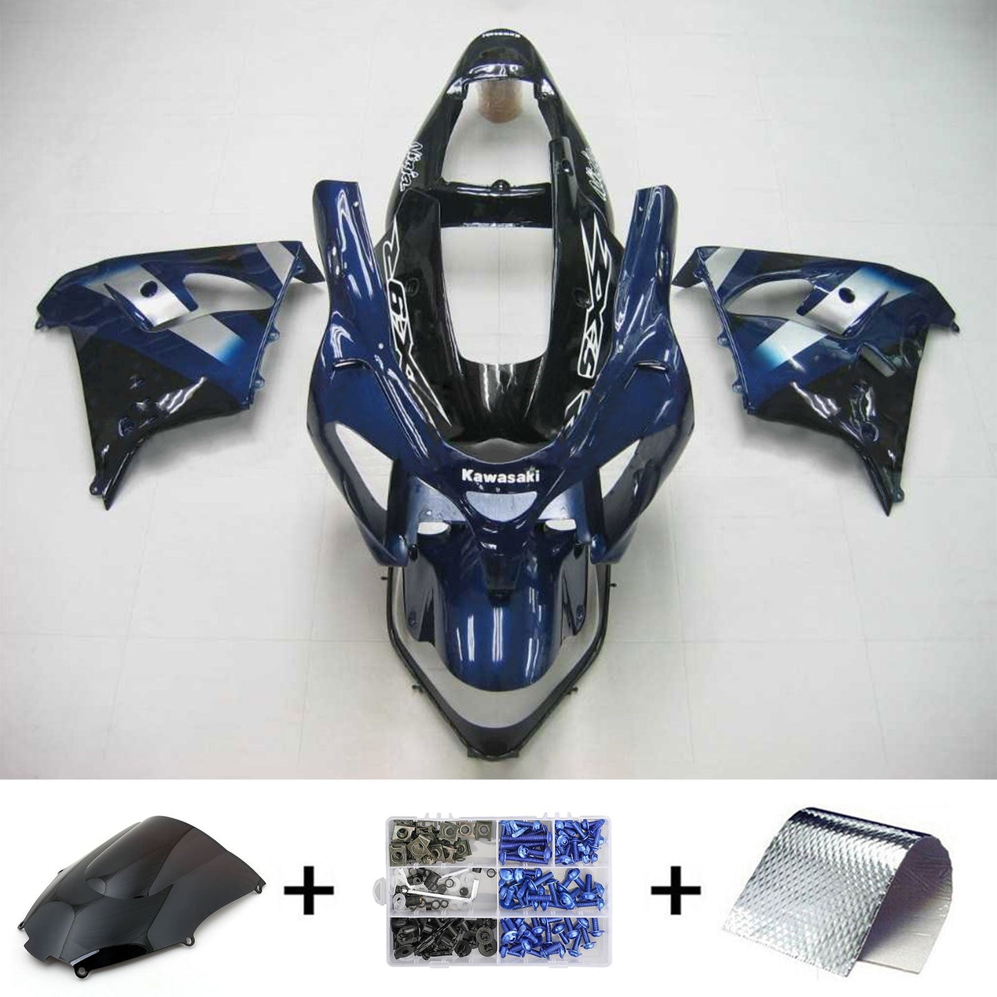 Amotopart Kawasaki 2002-2003 ZX9R Schwarzblau Abzugskit