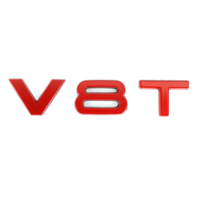 V8T Emblem Abzeichen passend für Audi A1 A3 A4 A5 A6 A7 Q3 Q5 Q7 S7 S7 S8 S4 Sq5 Rot