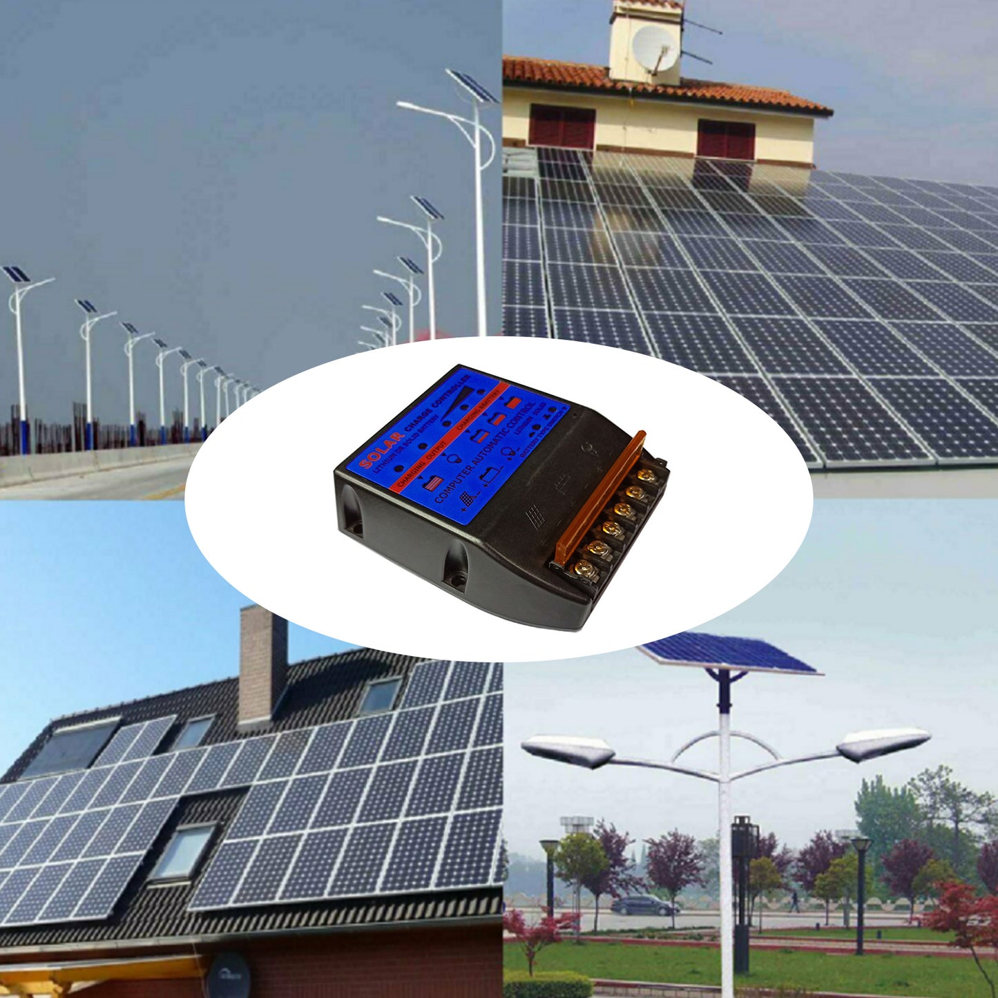 Solarladeregler 12V Solarpanel Batterieregler MCU Steueradapter Blau
