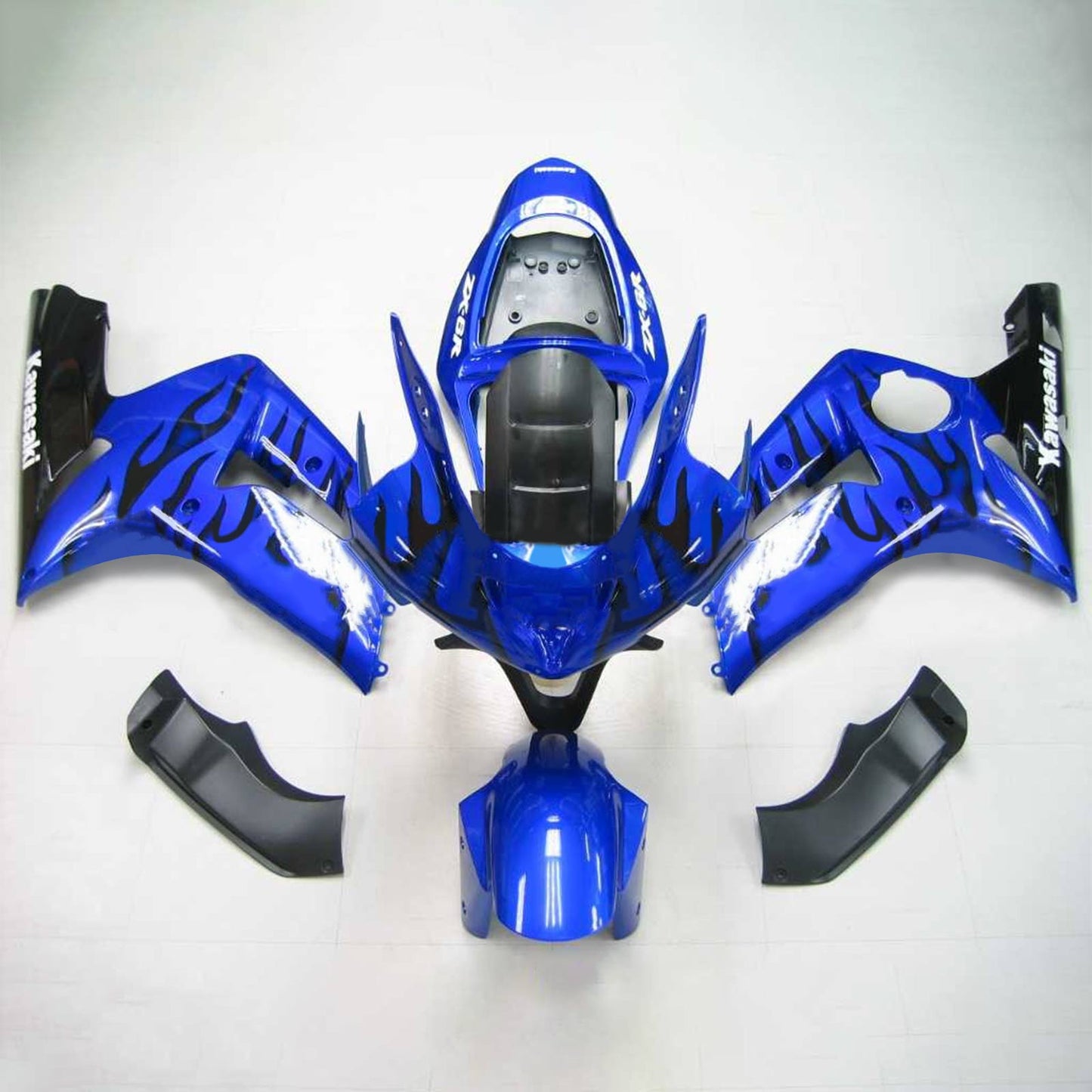 Amotopart 2003-2004 Kawasaki ZX6R 636 Blaues Schwarzverkleidungskit