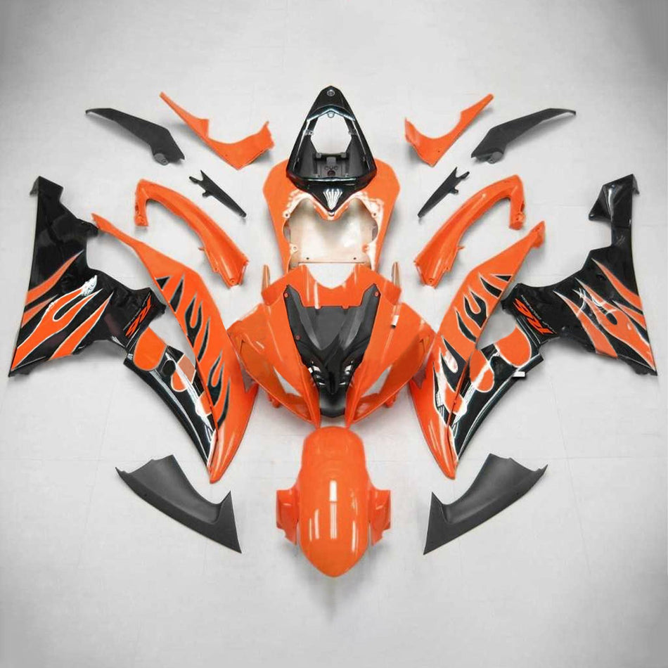 Amotopart Yamaha 2008-2016 YZF 600 R6 Noir avec kit de carénage orange