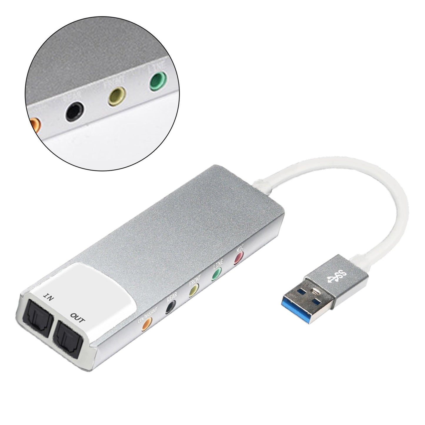 New Aluminum Alloy USB Optical Fiber SPDIF Card Computer External Multi-Function