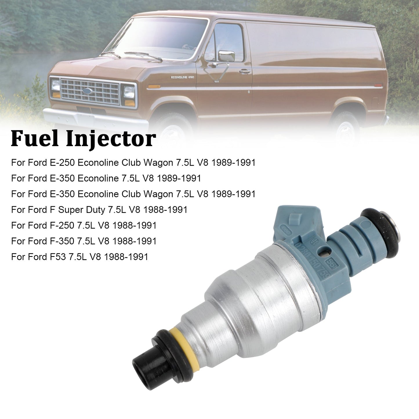 1988–1991 Ford E-250 E-350 7,5 l V8 822–11120 1 Stück Einspritzdüse 0280150759