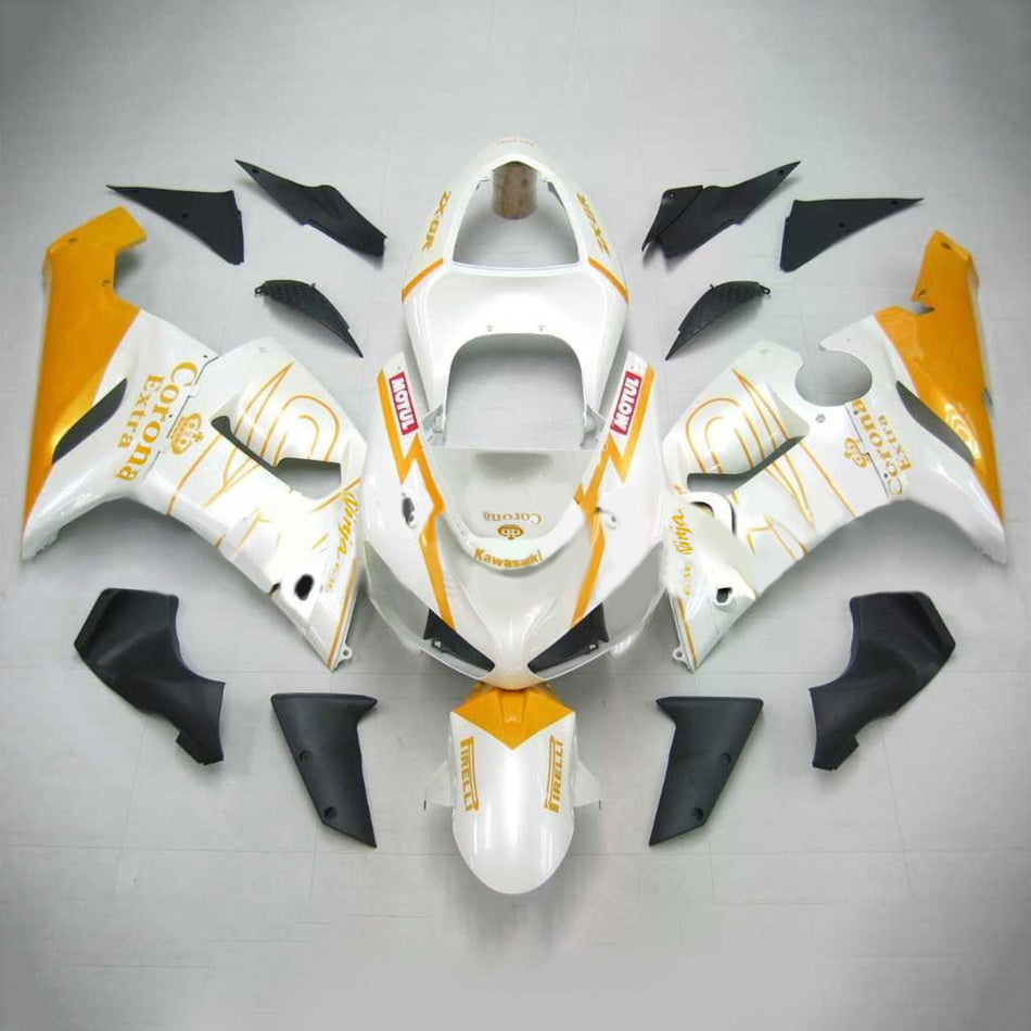Amotopart Kawasaki 2005-2006 ZX6R 636 White Golden Line Abzugskit