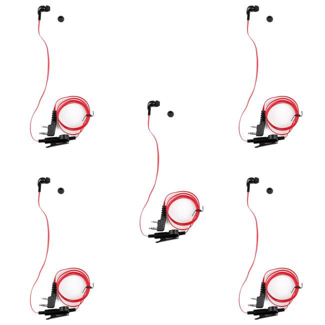 5x Headset-Ohrhörer für Kenwood Baofeng Tyt Linton UV-5R TG-UV2 Zwei-Wege-rot
