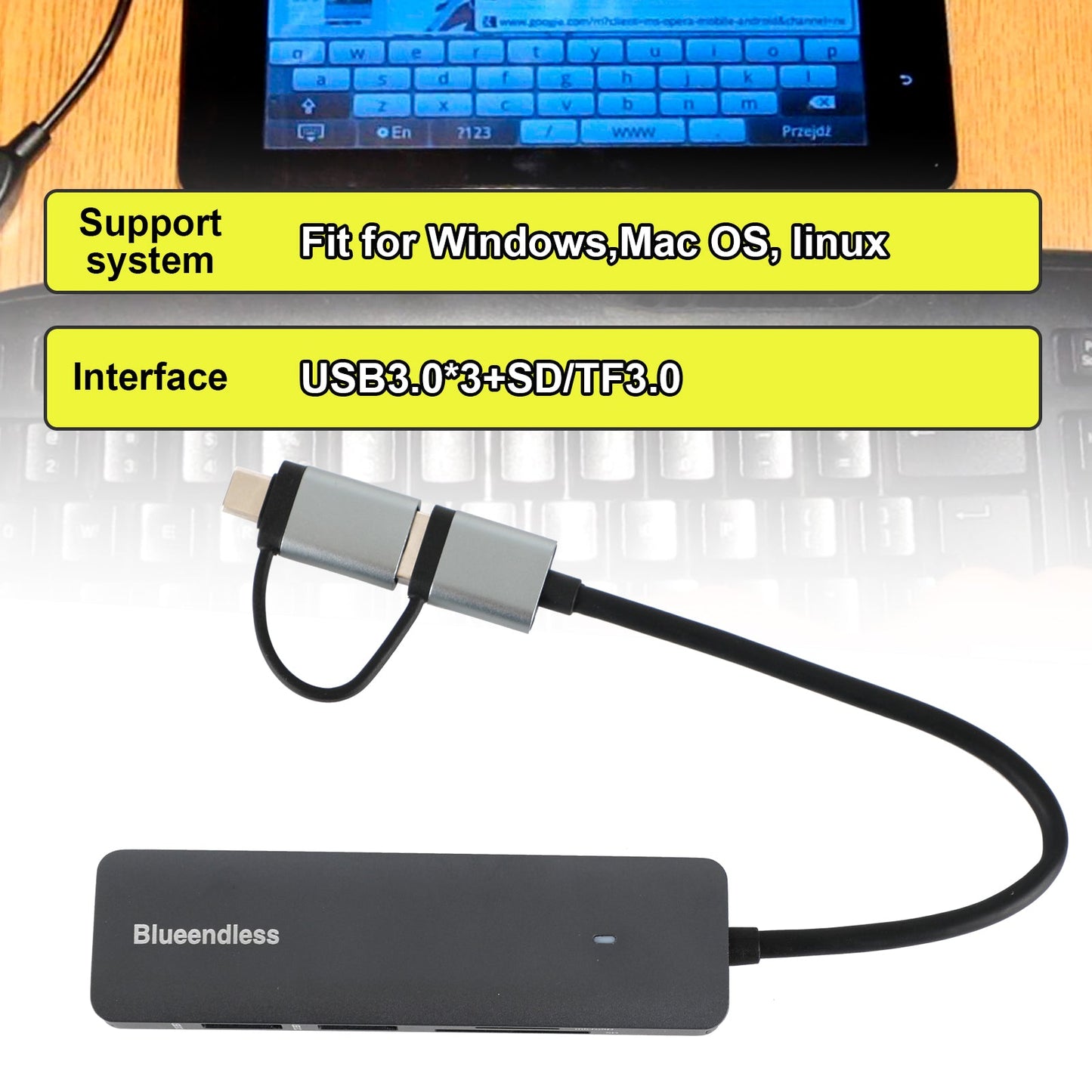 Station d'accueil PD100W du concentrateur d'interface USB de type C + pour Windows Mac OS Linux