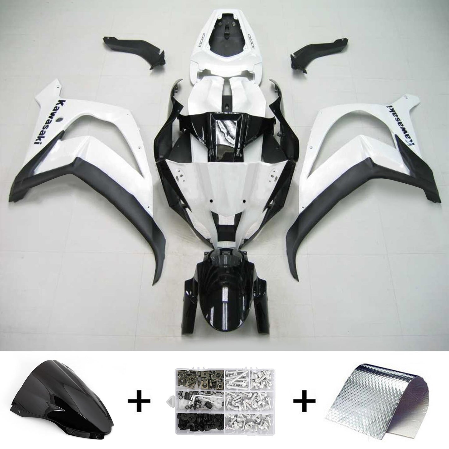 Amotopart Kawasaki 2016-2019 ZX10R Kit Déclencheur Blanc Noir