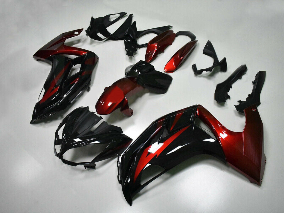 Amotopart 2012-2016 Kawasaki Ninja 650 EX650 Verkleidung Red & Black Kit
