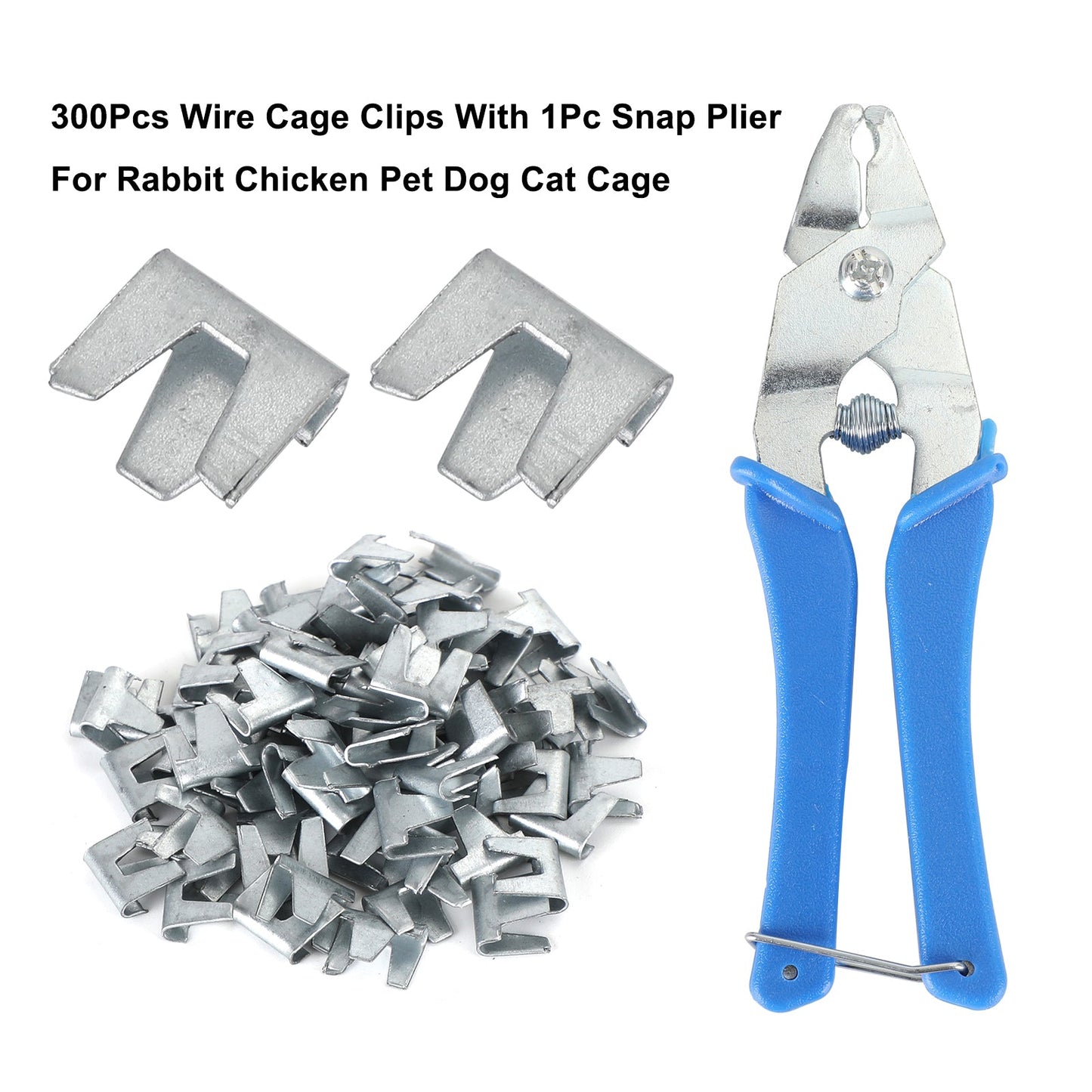 300pcs clips de cage de fil avec 1pcs pinces de réparation de cage de lapin en métal