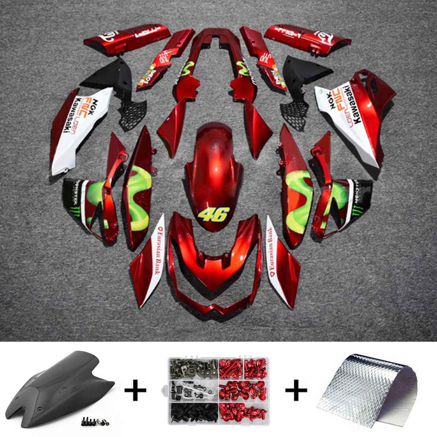 Amotopart Verkleidungsset für Kawasaki Z1000 2010–2013, Karosserie, Kunststoff, ABS