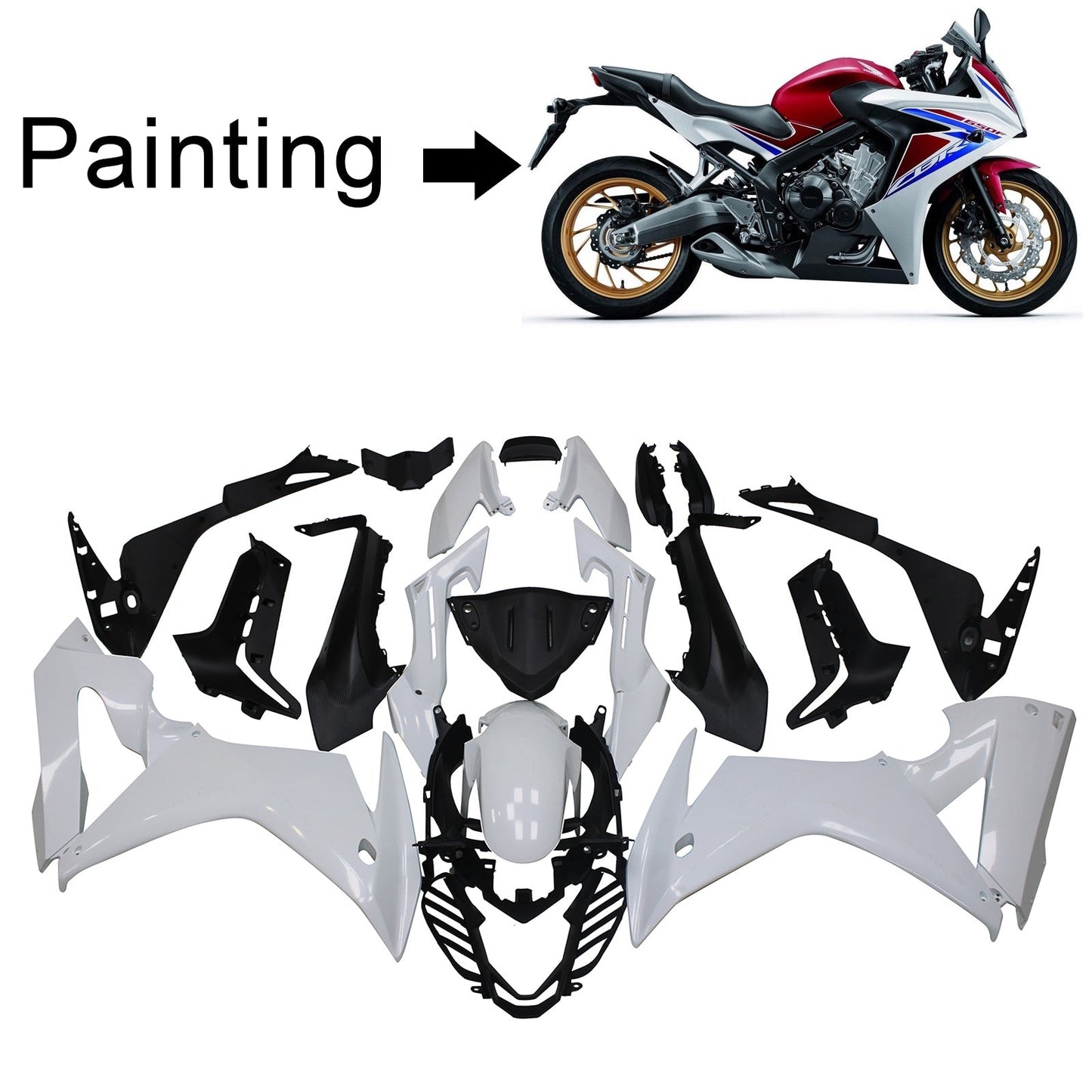 Amotopart Honda CBR650F 2014-2019 Kit de carénage Corps Plastique ABS