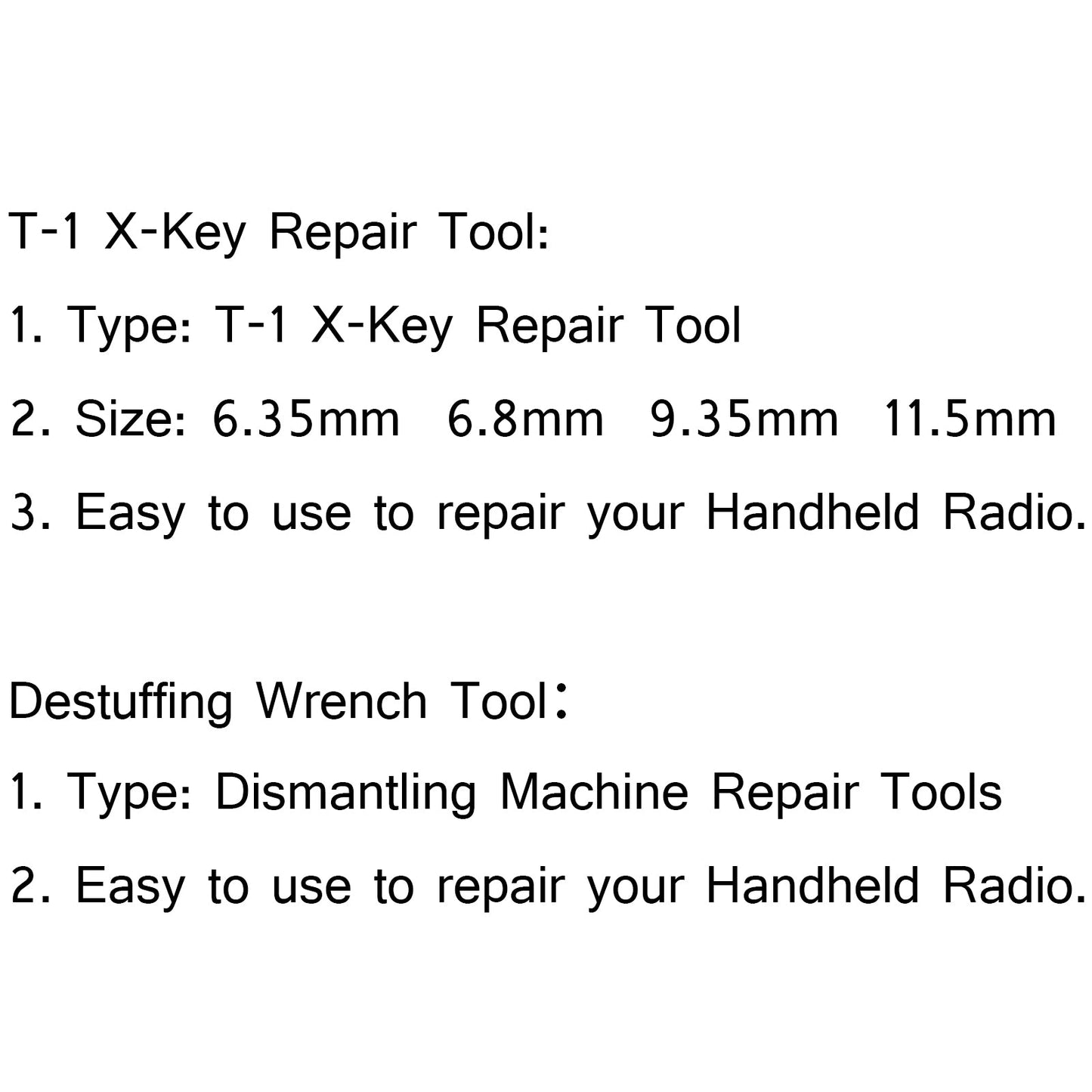 1x T-1 X-Key Repair Tool + Destuffing Wrench Tool für Kenwood Motorola UV-5R