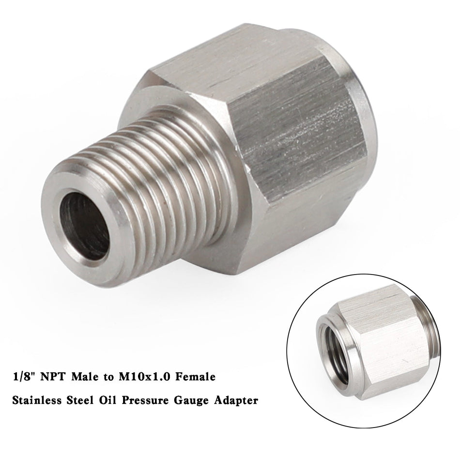 Adaptateur de jauge de pression d'huile en acier inoxydable femelle 1/8" NPT mâle vers M10x1.0 générique