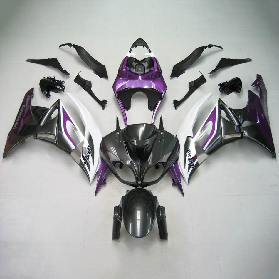 Amotopart Kawasaki 2009-2012 ZX6R 636 Kit de carénage violet noir