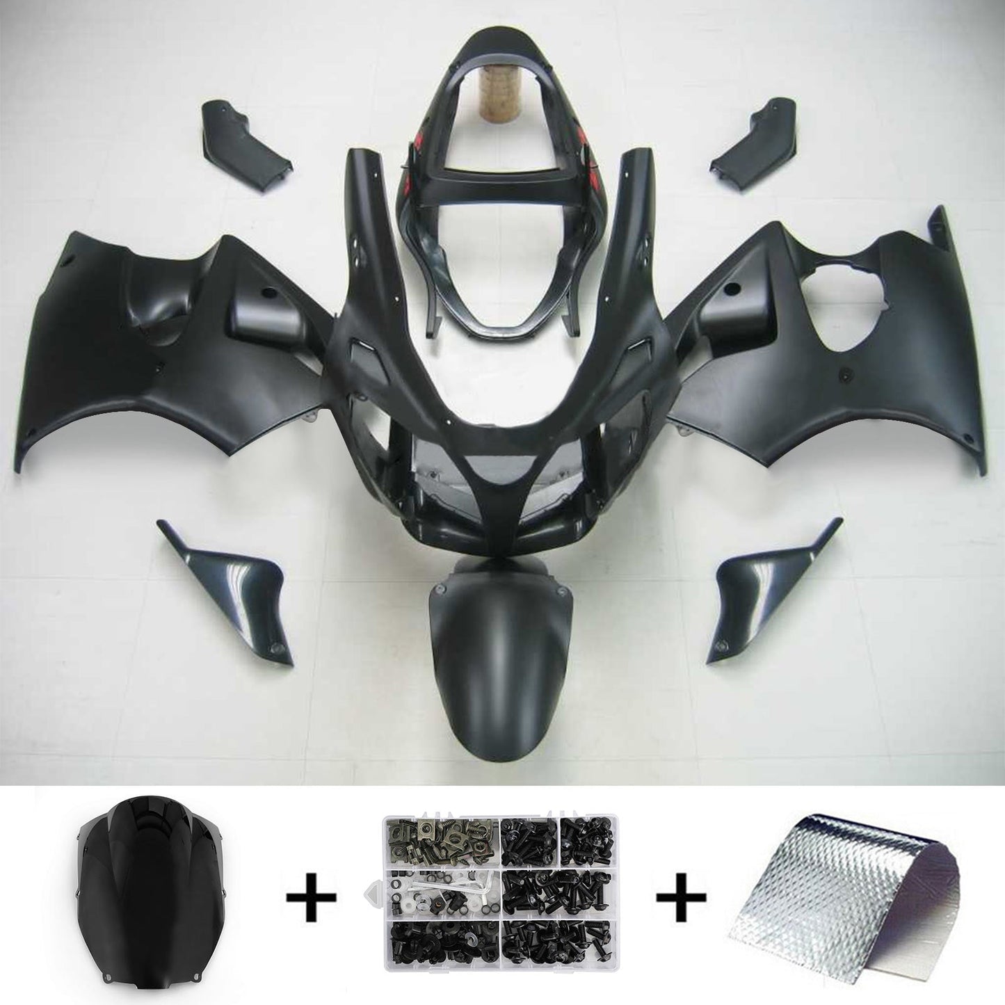 Amotopart 2000-2002 Kawasaki ZX6R Verkleidung All Black Kit