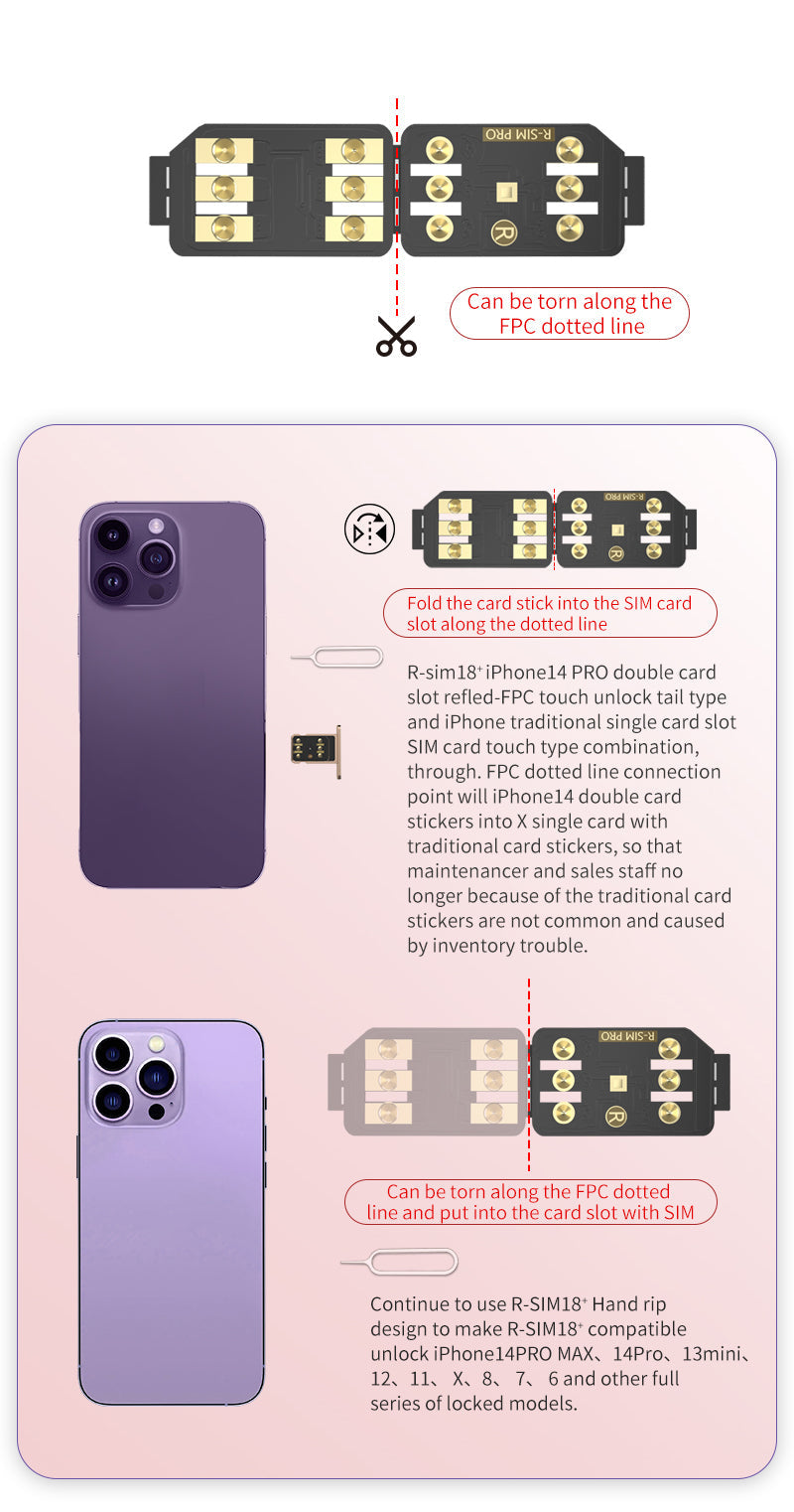 R-SIM 18+ Nano Unlock RSIM-Karte passend für iPhone 14 13 Pro MAX 12 Pro 11 X IOS 16