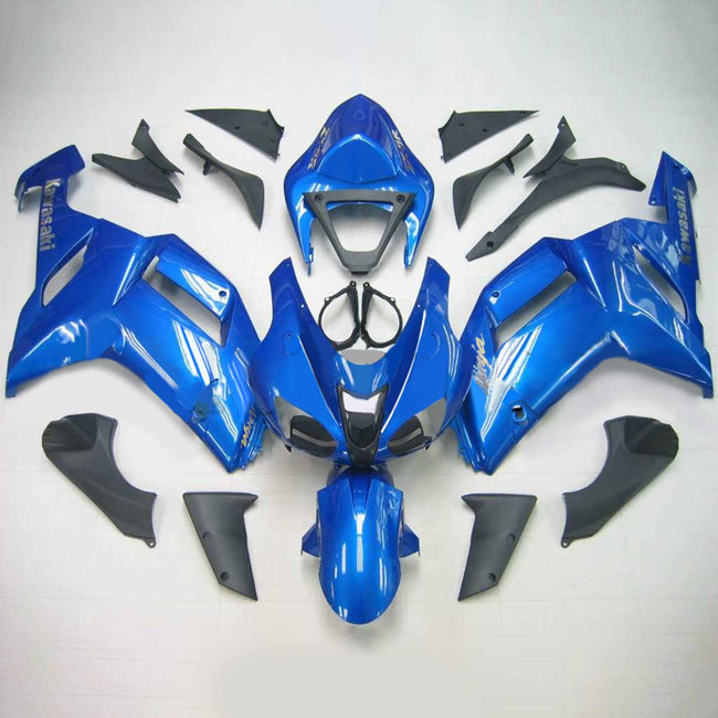 Amotopart Kawasaki 2007-2008 ZX6R 636 Kit de carénage bleu