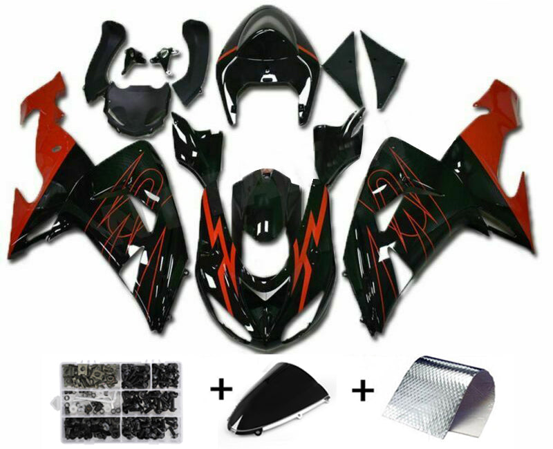 Amotopart Red Black Injection Apparing Kit Kunststoff für Kawasaki ZX10R 2006 2007 Generika
