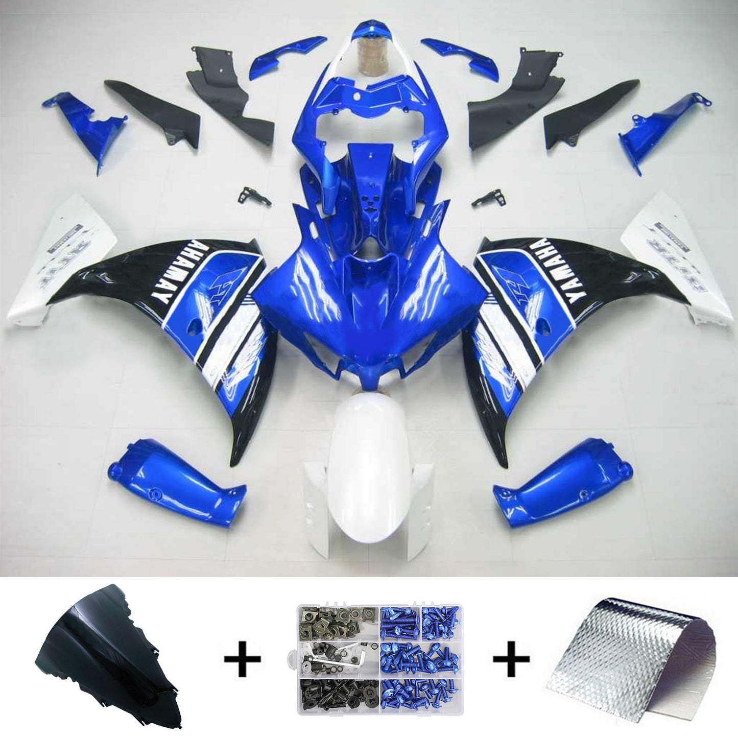 Amotopart Yamaha 2012-2014 YZF 1000 R1 Blue White Abzugskit