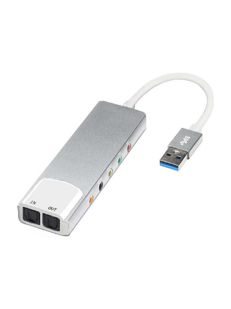 New Aluminum Alloy USB Optical Fiber SPDIF Card Computer External Multi-Function