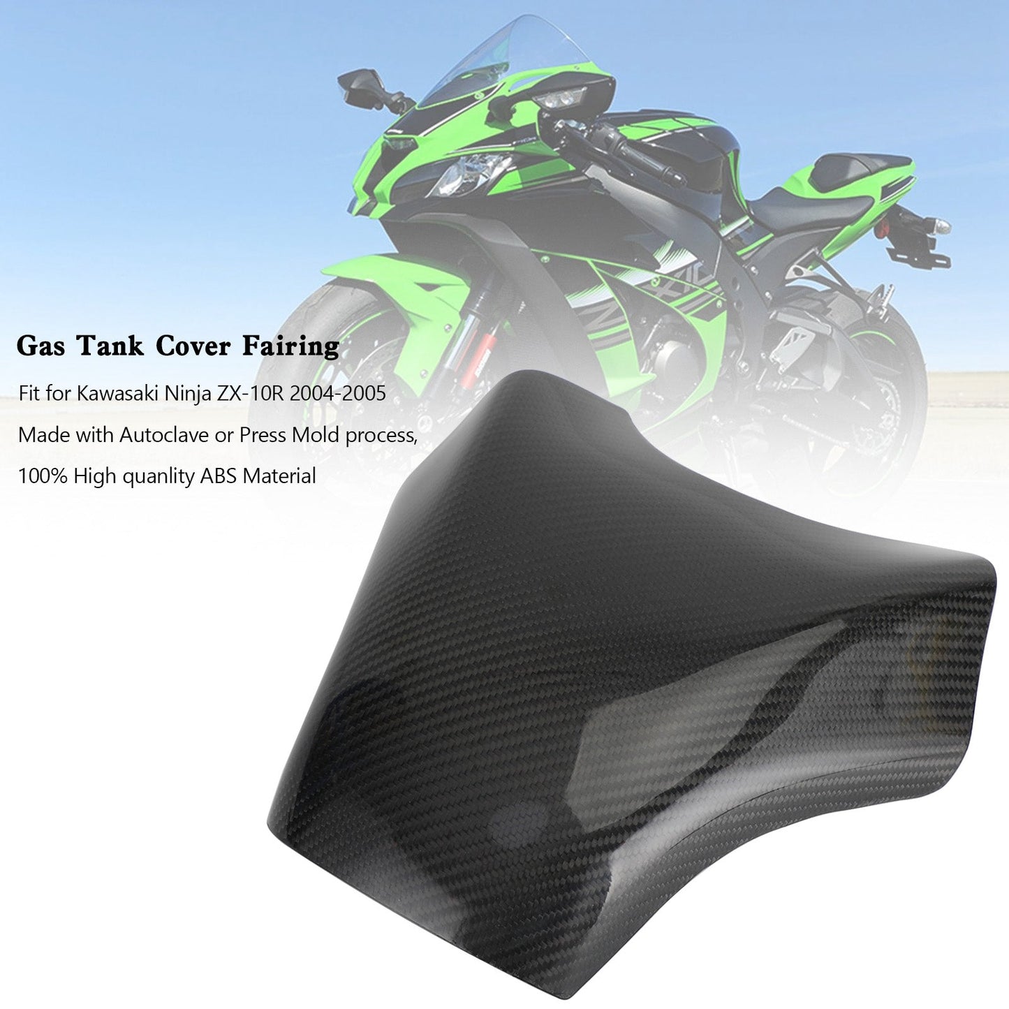 Kawasaki Ninja ZX-10R 2004–2005 Carbon Gas Tank Cover Panel Verkleidungsschutz